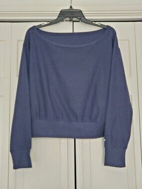 Fabletics Coud Jersey Off Shoulder Sweatshirt Small Deep Navy Heather Blue